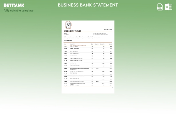 модерен стил Иран Банка Сепах банка извод од претпријатието сметка Word и PDF ша